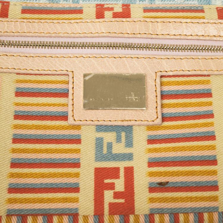 Pre Owned Fendi Zucca Denim Baguette Bag