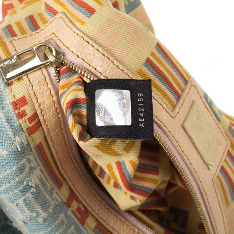 Pre Owned Fendi Zucca Denim Baguette Bag
