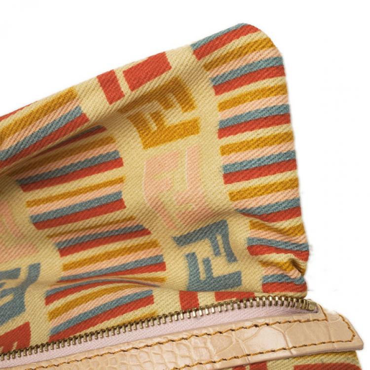 Pre Owned Fendi Zucca Denim Baguette Bag