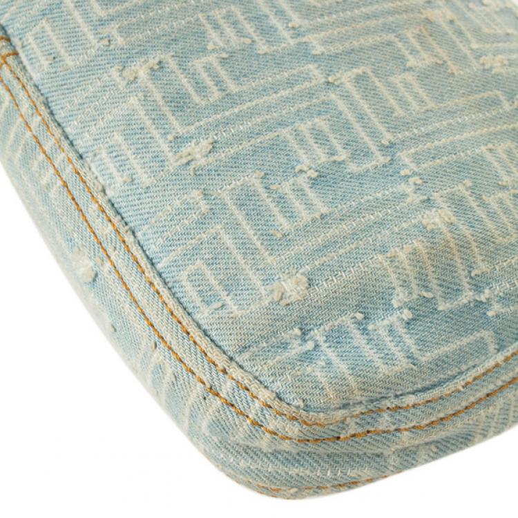 Pre Owned Fendi Zucca Denim Baguette Bag
