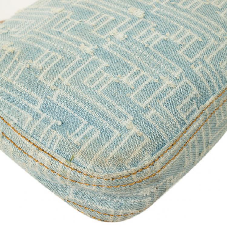 Pre Owned Fendi Zucca Denim Baguette Bag