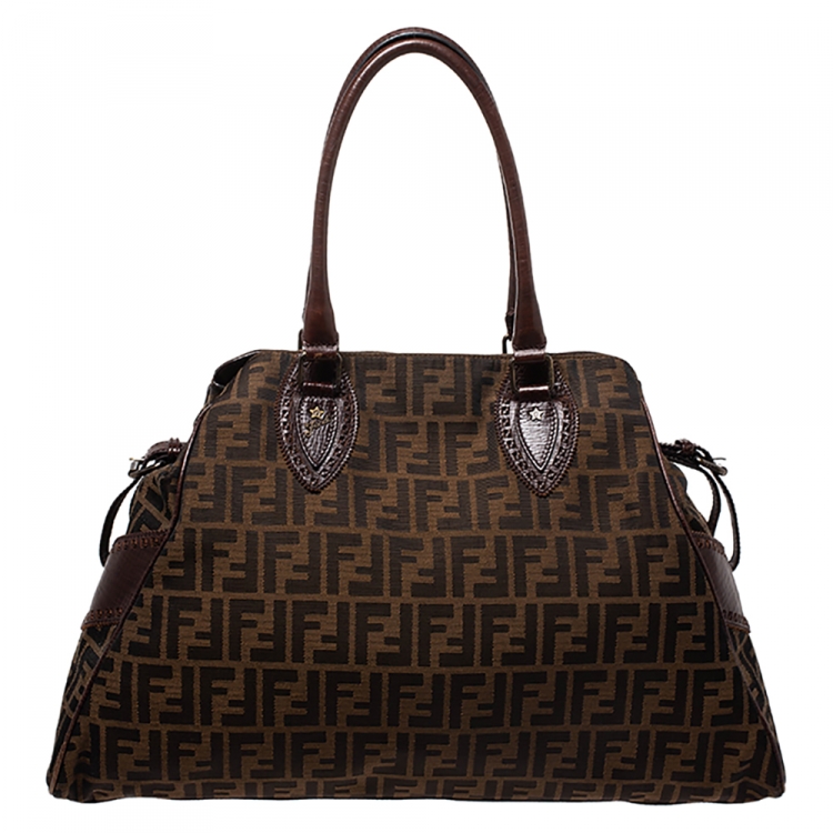 Pre Owned Fendi Tobacco Zucca Canvas Large De Jour Bag