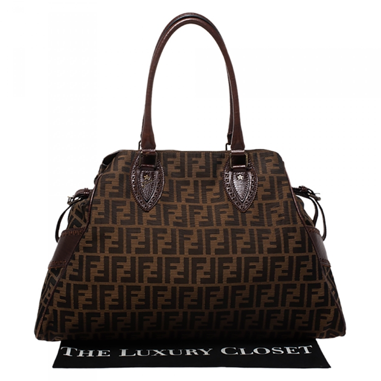 Pre Owned Fendi Tobacco Zucca Canvas Large De Jour Bag