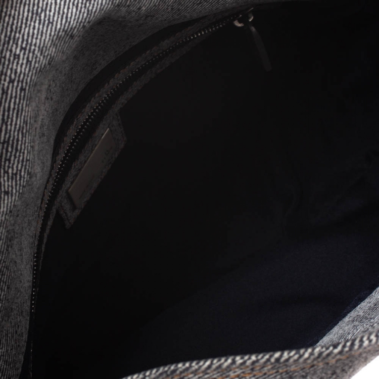 Pre Owned Fendi Grey Denim Baguette Shoulder Bag