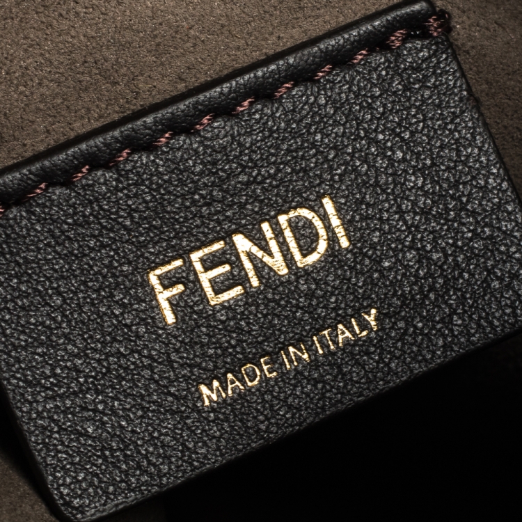 Pre Owned Fendi Peach/Red Leather Mini Mon Tresor Drawstring Bucket Bag