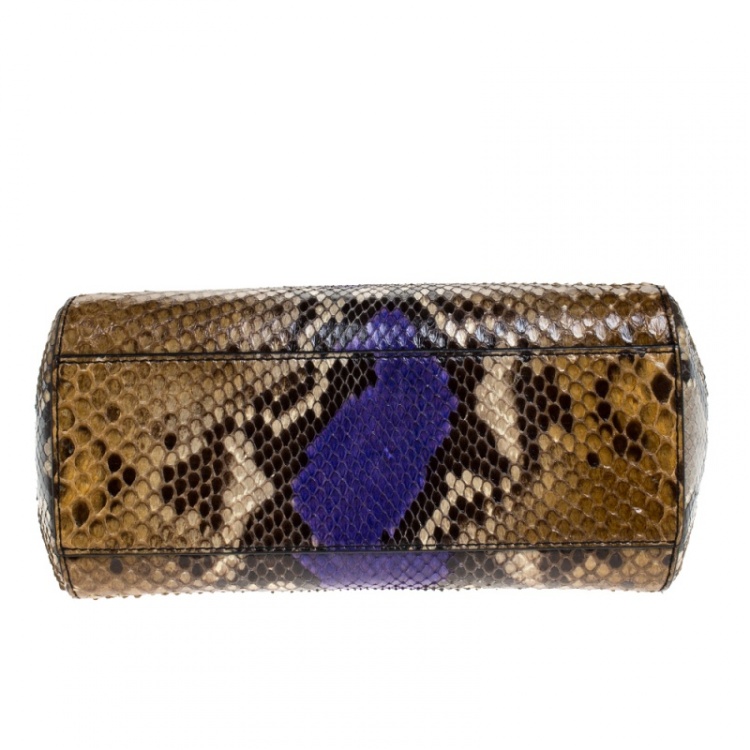 Pre Owned Fendi Multicolor Pytho Mini Peekaboo Top Handle Bag