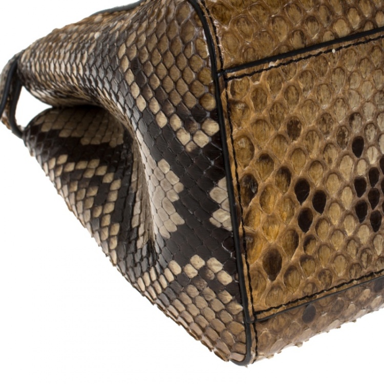 Pre Owned Fendi Multicolor Pytho Mini Peekaboo Top Handle Bag
