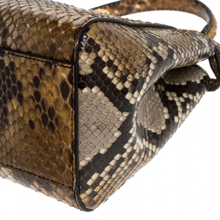 Pre Owned Fendi Multicolor Pytho Mini Peekaboo Top Handle Bag