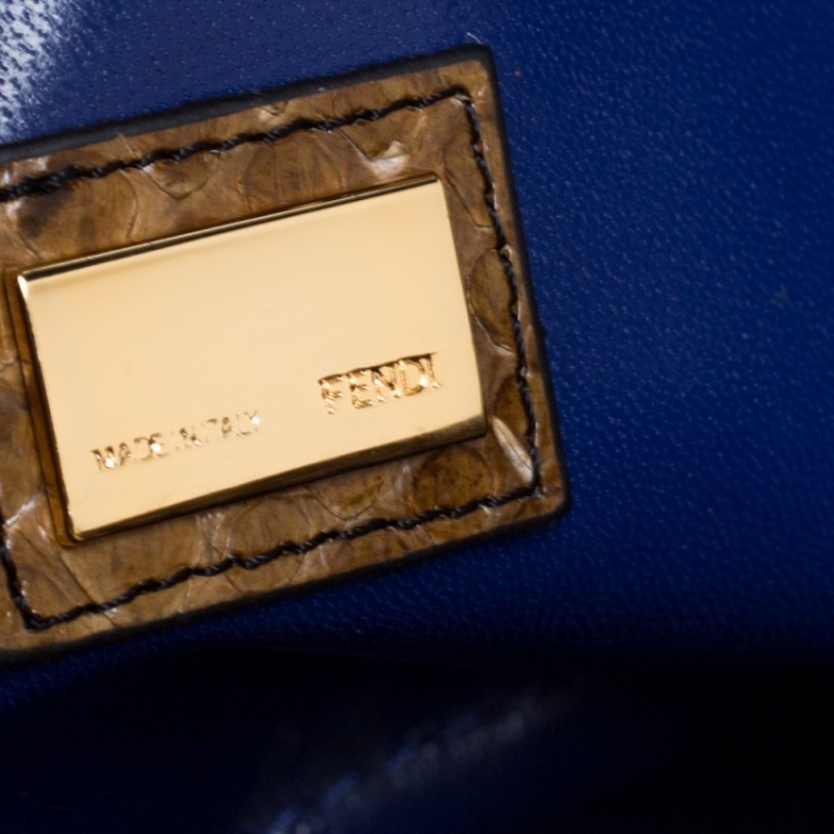 Pre Owned Fendi Multicolor Pytho Mini Peekaboo Top Handle Bag