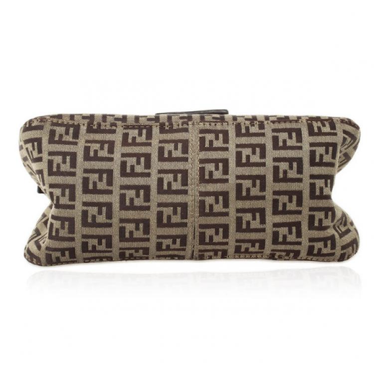Pre Owned Fendi Zucchino Monogram Mini Baguette Bag