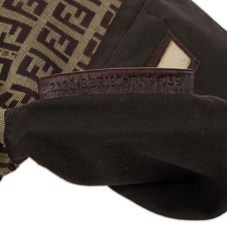 Pre Owned Fendi Zucchino Monogram Mini Baguette Bag