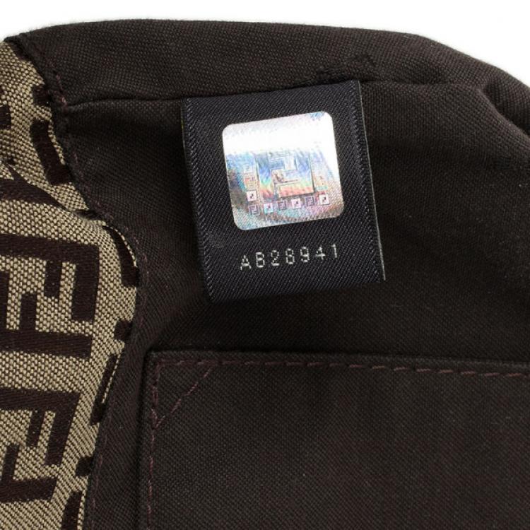 Pre Owned Fendi Zucchino Monogram Mini Baguette Bag