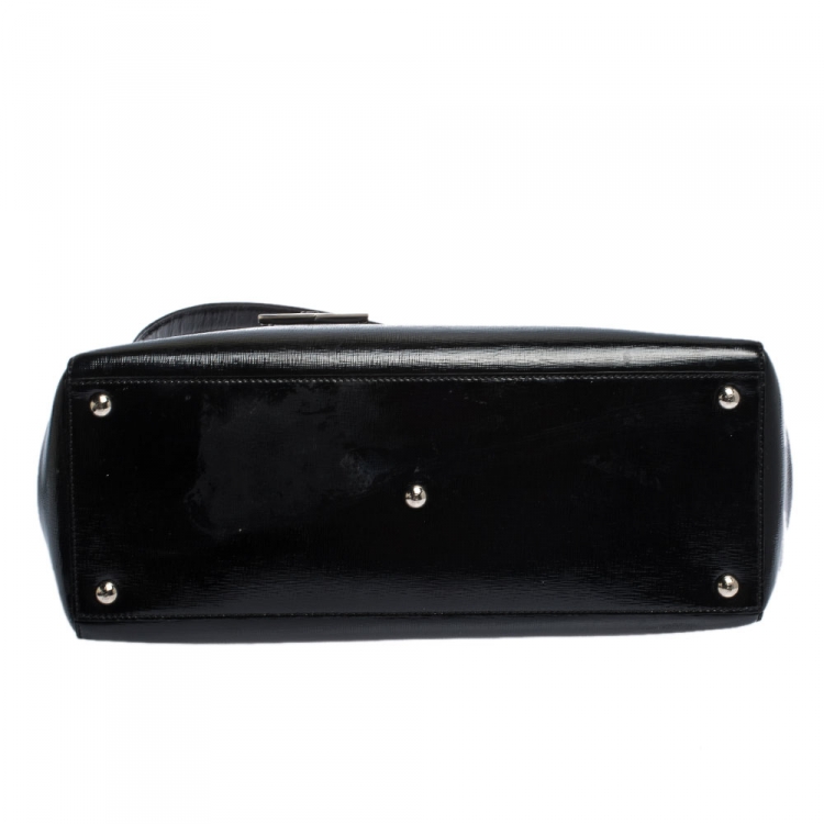 Pre Owned Fendi Black Patent Leather Medium 2jours Tote