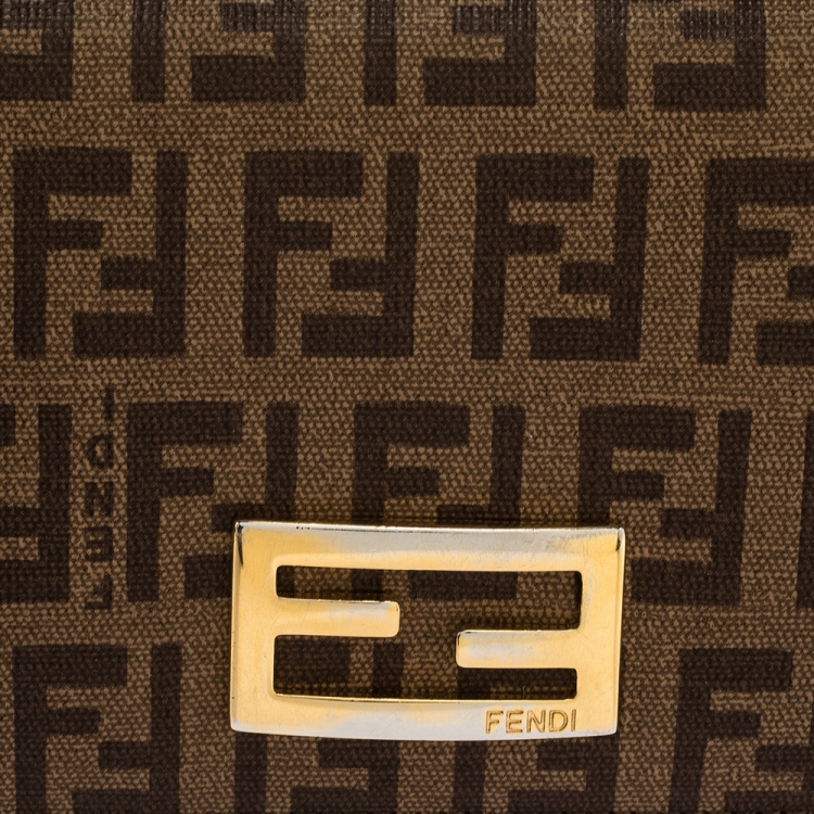 Pre Owned Fendi Zucchino Coated Canvas FF Flap Continental Wallet