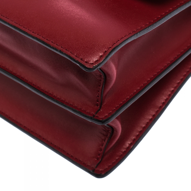 Pre Owned Fendi Red Leather and Velvet Small Kan I Top Handle Bag