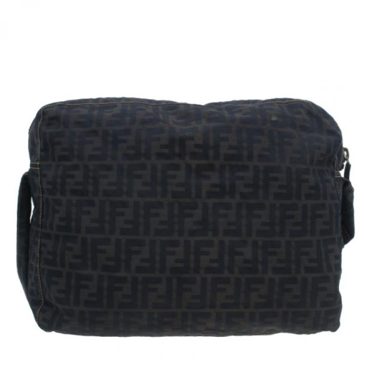 Pre Owned Fendi Brown Zucca Nylon Messenger Bag