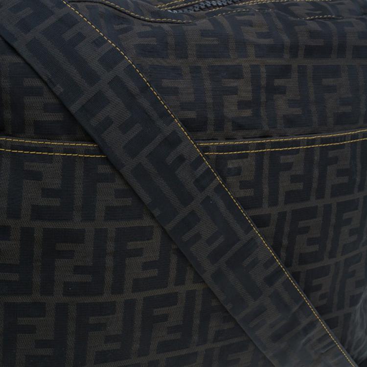 Pre Owned Fendi Brown Zucca Nylon Messenger Bag