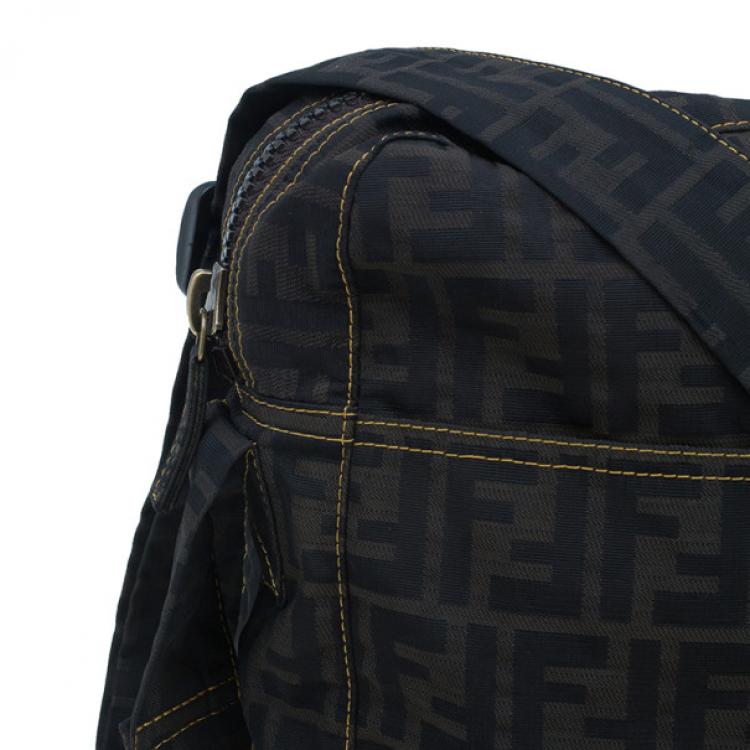 Pre Owned Fendi Brown Zucca Nylon Messenger Bag