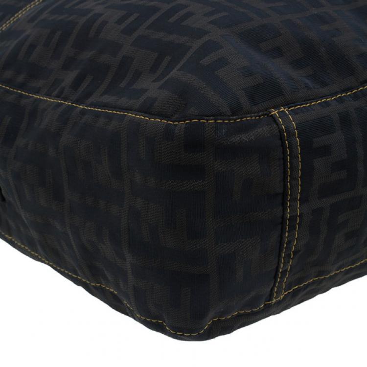 Pre Owned Fendi Brown Zucca Nylon Messenger Bag