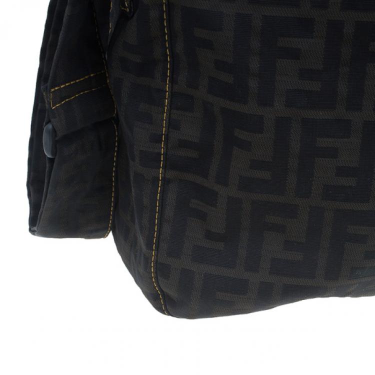 Pre Owned Fendi Brown Zucca Nylon Messenger Bag