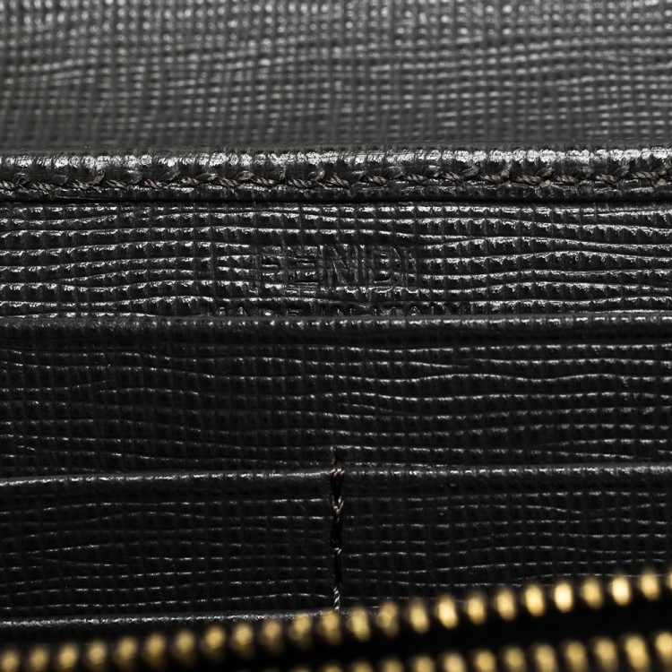 Pre Owned Fendi Grey/Pink Leather Envelope Continental Wallet