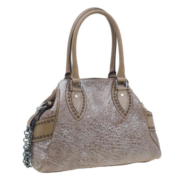 Pre Owned Fendi Metallic Brown Leather Du Jour Tote