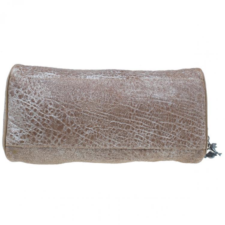 Pre Owned Fendi Metallic Brown Leather Du Jour Tote