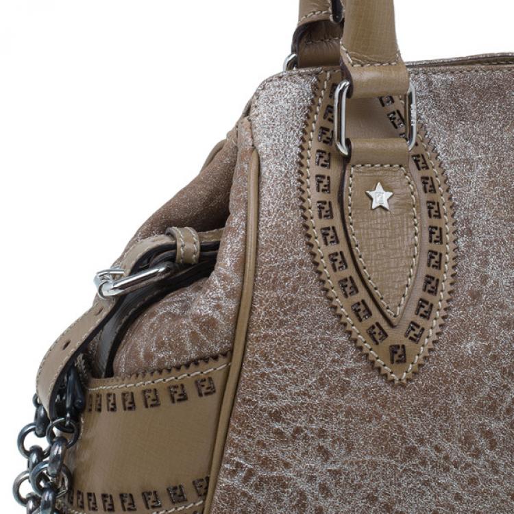 Pre Owned Fendi Metallic Brown Leather Du Jour Tote