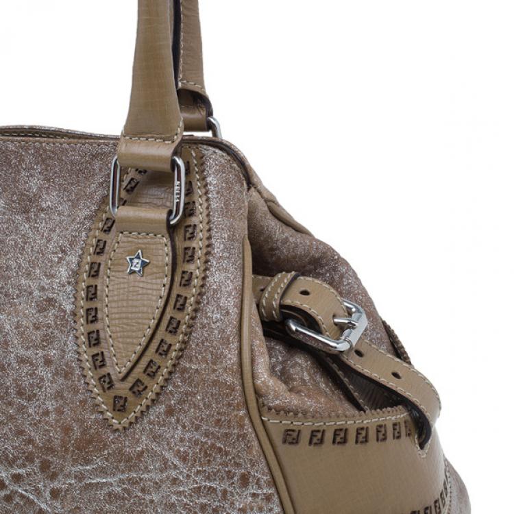 Pre Owned Fendi Metallic Brown Leather Du Jour Tote