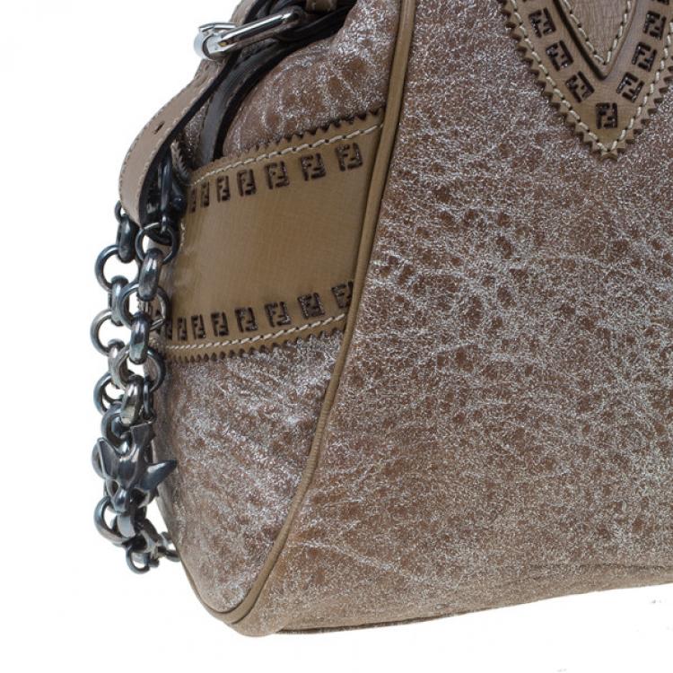 Pre Owned Fendi Metallic Brown Leather Du Jour Tote