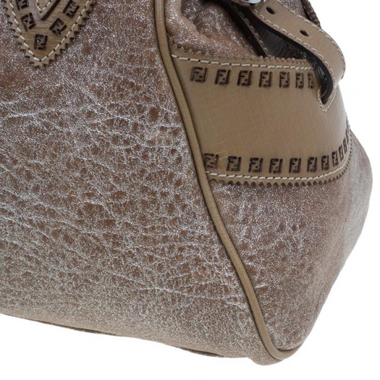 Pre Owned Fendi Metallic Brown Leather Du Jour Tote