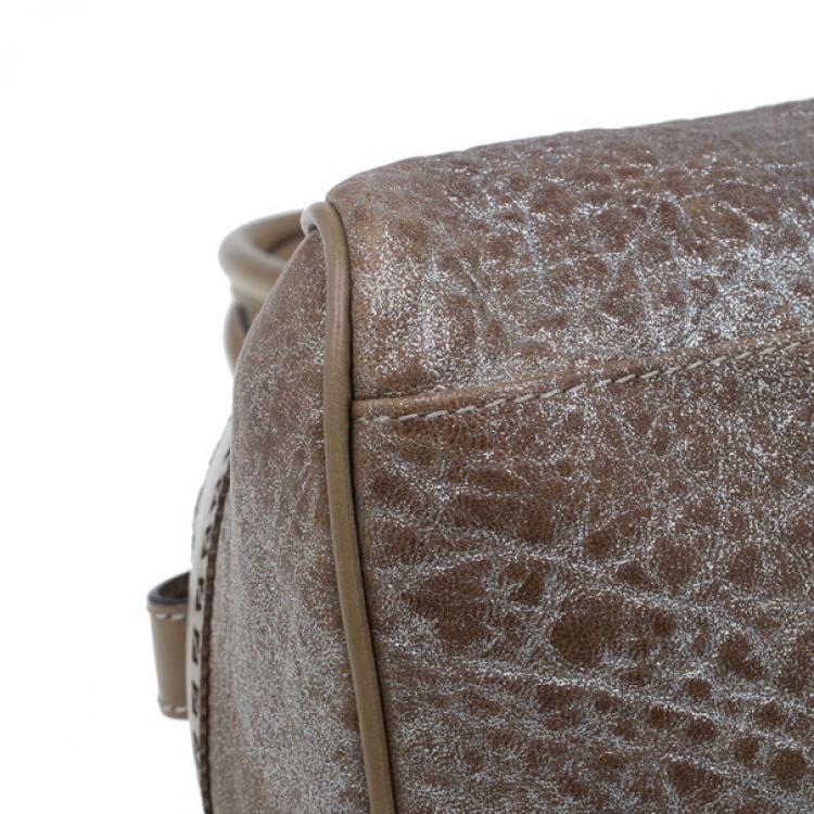 Pre Owned Fendi Metallic Brown Leather Du Jour Tote