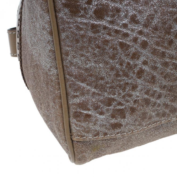 Pre Owned Fendi Metallic Brown Leather Du Jour Tote