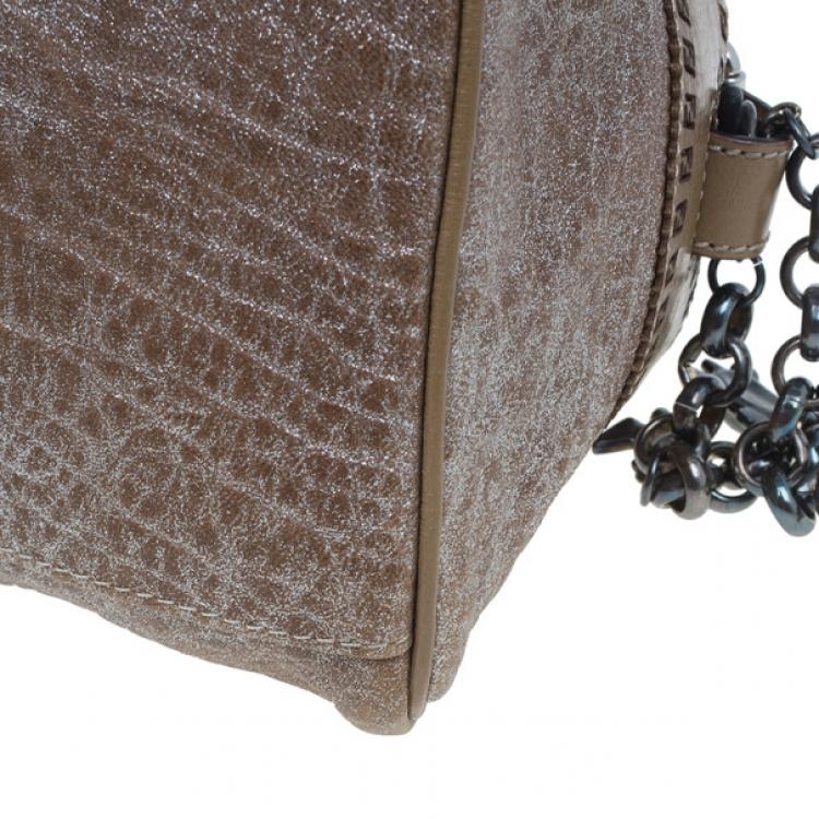 Pre Owned Fendi Metallic Brown Leather Du Jour Tote