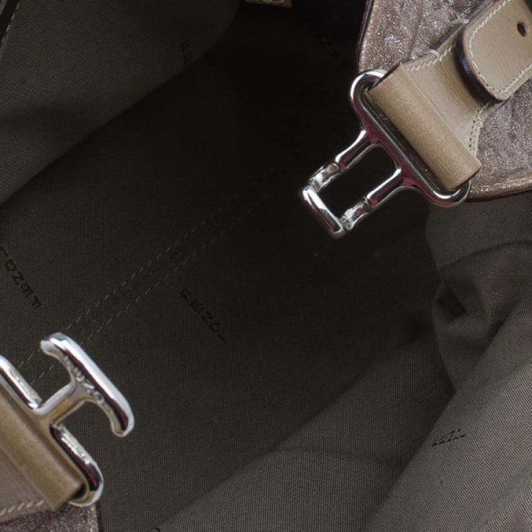 Pre Owned Fendi Metallic Brown Leather Du Jour Tote