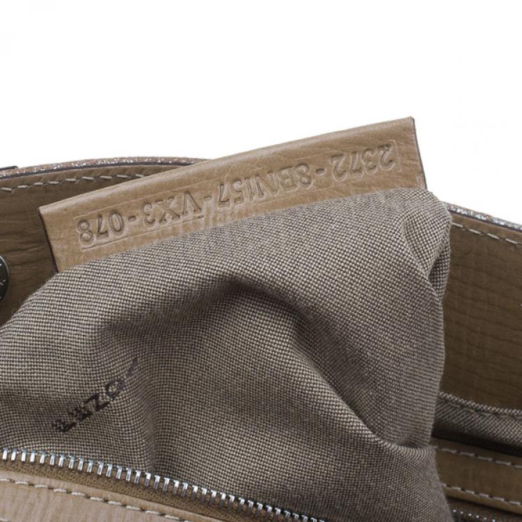 Pre Owned Fendi Metallic Brown Leather Du Jour Tote