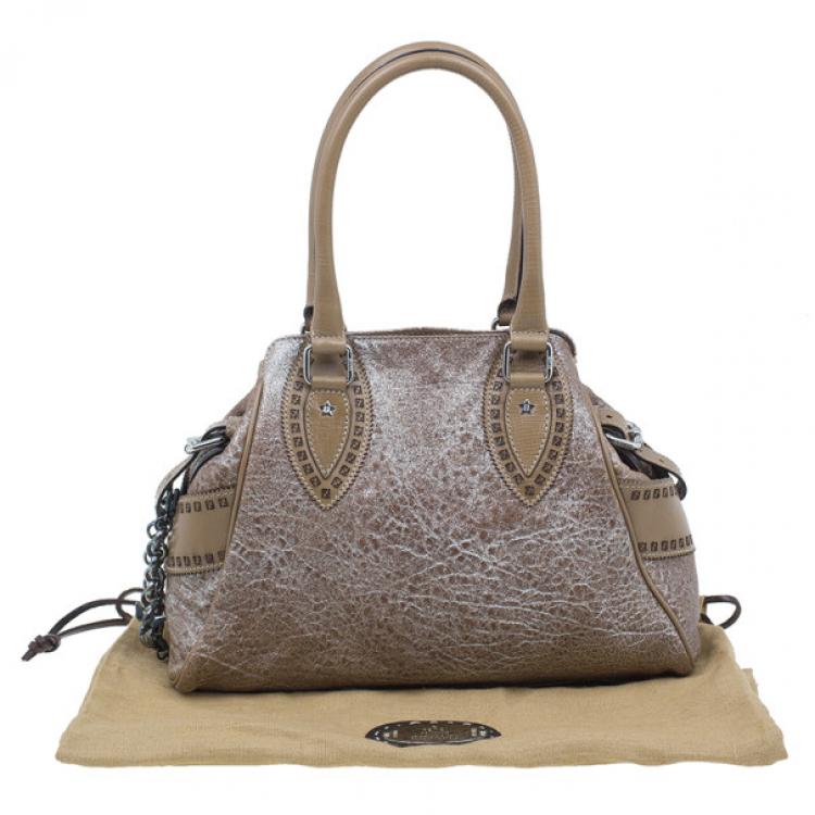 Pre Owned Fendi Metallic Brown Leather Du Jour Tote