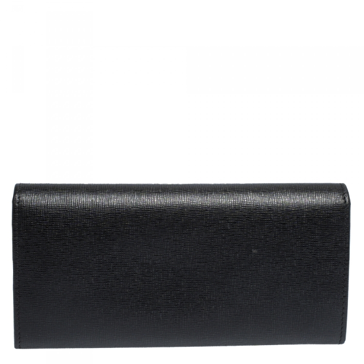 Pre Owned Fendi Black Leather Elite Continental Wallet