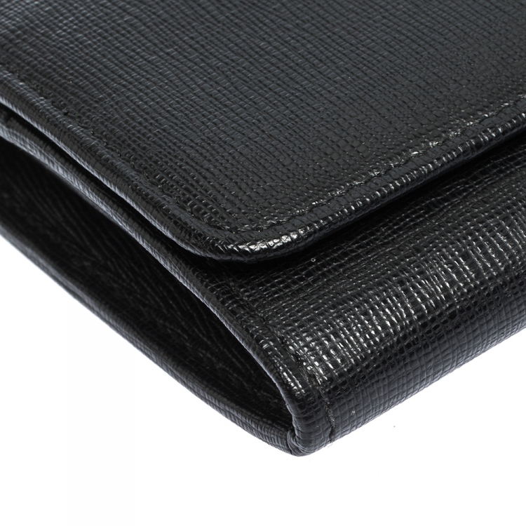 Pre Owned Fendi Black Leather Elite Continental Wallet