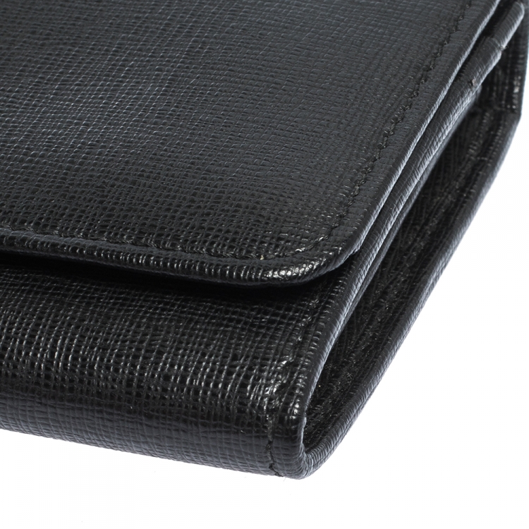 Pre Owned Fendi Black Leather Elite Continental Wallet