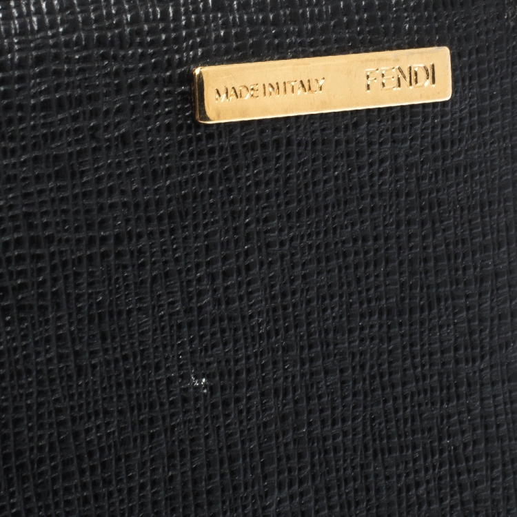 Pre Owned Fendi Black Leather Elite Continental Wallet