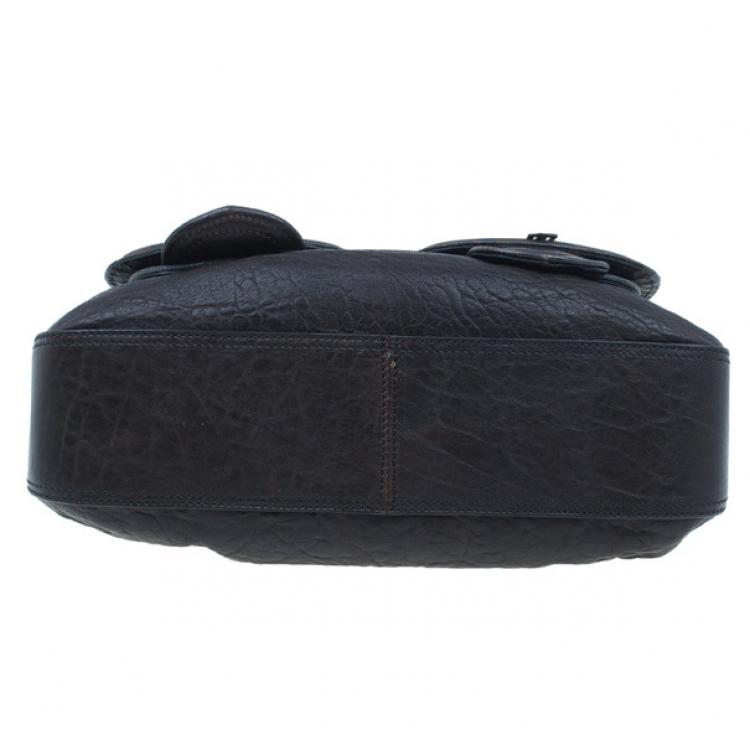 Pre Owned Fendi Brown Zucca Leather and Coated Canvas Trim B Bag