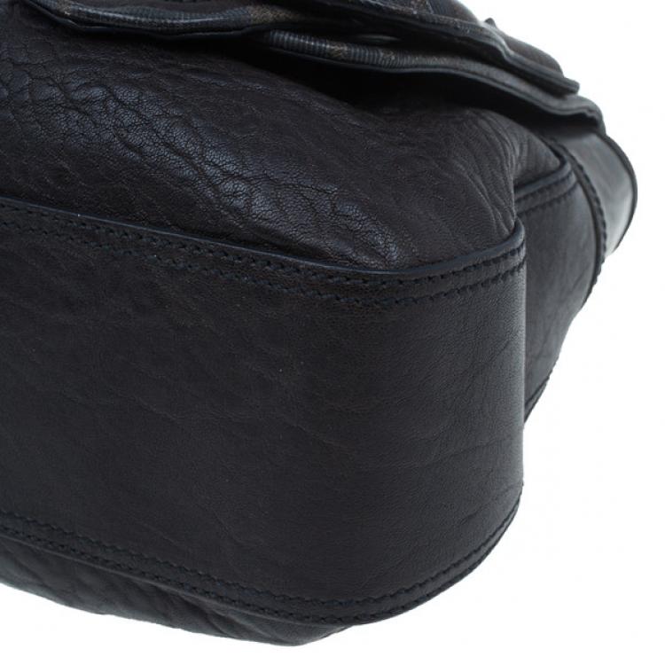 Pre Owned Fendi Brown Zucca Leather and Coated Canvas Trim B Bag