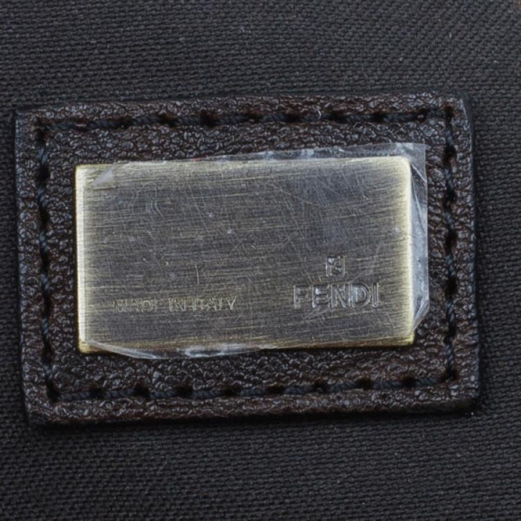 Pre Owned Fendi Brown Zucca Leather and Coated Canvas Trim B Bag