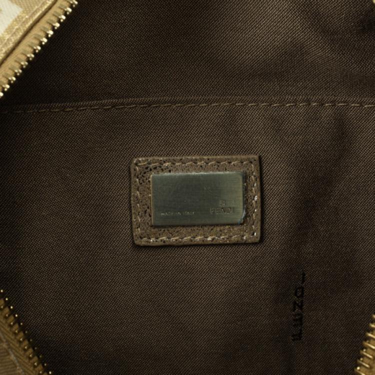 Pre Owned Fendi 'Forever' Gold Zucca Boston Bag