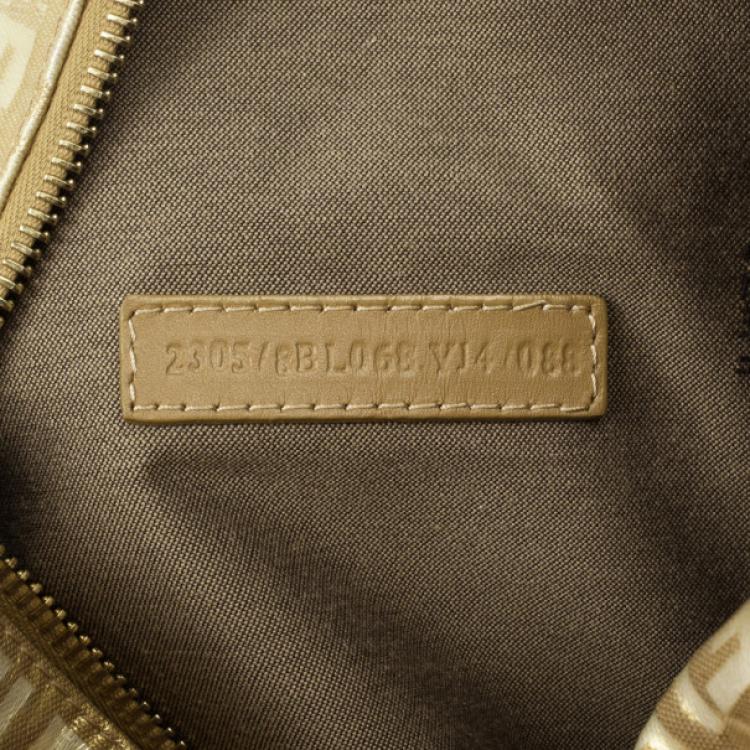 Pre Owned Fendi 'Forever' Gold Zucca Boston Bag