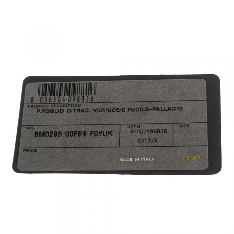 Pre Owned Fendi Metallic Grey Patent Leather Fendilicious Wallet on Chain