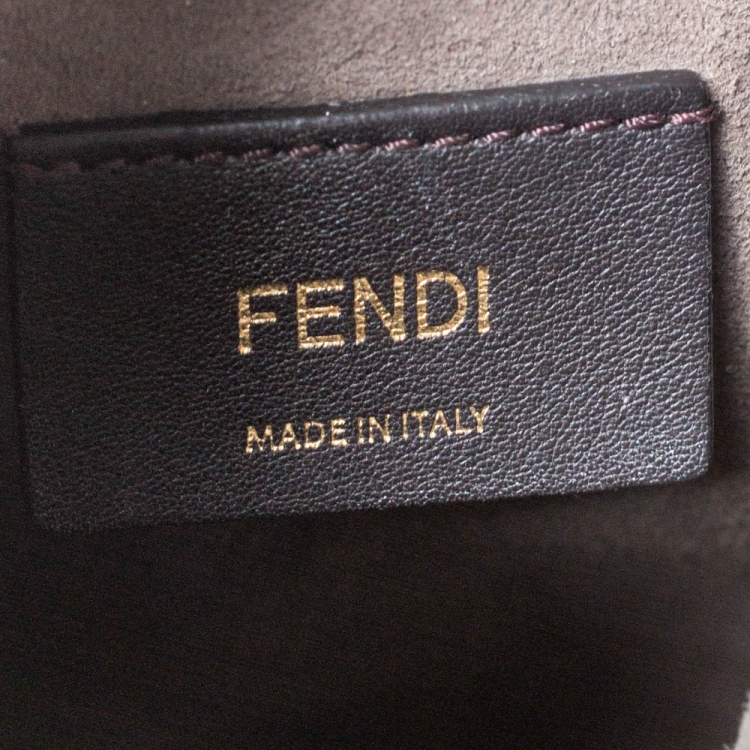 Pre Owned Fendi Brown/Black Zucca Leather Mini Mon Tresor Drawstring Bucket Bag