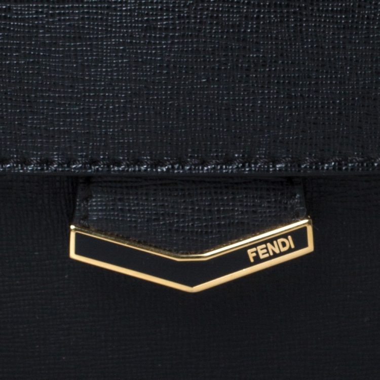Pre Owned Fendi Black Textured Leather Small Demi Jour Top Handle Bag