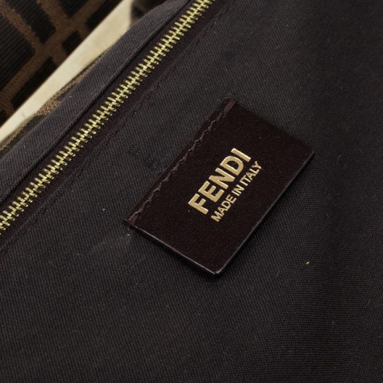 Pre Owned Fendi Brown Zucca Canvas Maxi Baguette Flap Shoulder Bag